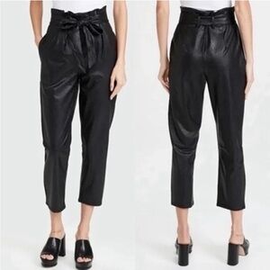 NWT Commando Faux Leather Paperbag Pants Black Tie Waist Vegan Sz M